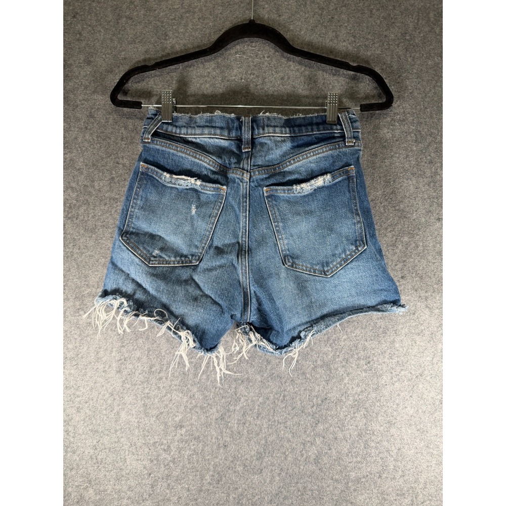 Abercrombie Fitch Shorts 4 Medium Wash Denim Distressed Curve Love Mom Shorts - Picture 6 of 8